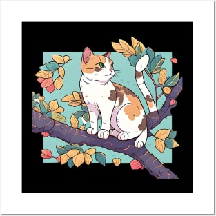 Beautiful Cat With Tree - Lady Cat Posters and Art